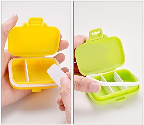 JOVITEC 4 Pack Small Pill Cases Plastic Waterproof 3 Removable Compartments Pill Organizer Box Holder Medicine for Daily and Travel Use