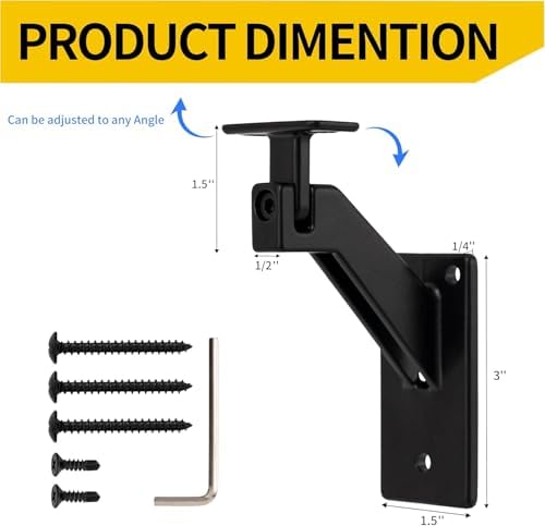 Handrails Kit for Indoor Stairs & Outdoor Stairs，Modern Aluminum Handrail Set,2" X1" Grab bar with ADA 90° wall Return end，Adjustable 304 Stainless Steel Brackets ADA (Matte Black, 3 FT)