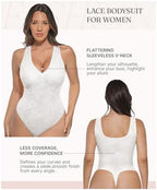 FeelinGirl Shapewear Bodysuit for Women Lace Body Suit Body Shaper Thong V Neck Tummy Control