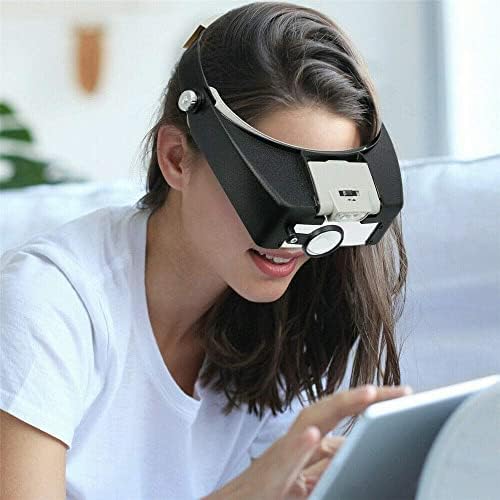 Head Magnifier Jewelers with LED Light Illuminated Helmet Magnifying 1.5X 3X 6.4X 8.3XTools for Watch Repair, Precision Work Reading Aid