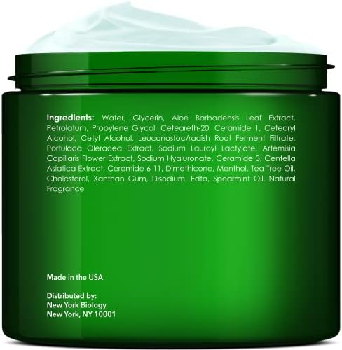 New York Biology Tea Tree Oil Foot Cream for Dry Cracked Feet, Athletes Foot, Nail Fungus, Jock Itch, Ringworm, Cracked Heels and Itchy Skin - Foot Cream - 8 oz
