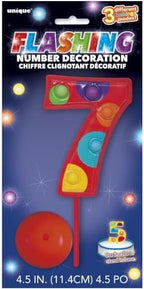 Flashing Number 7 Party Cake Decoration - 4.5" | Red | 1 Pc