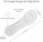 High Heel Cushion Inserts Women, ¾ Adhesive High Heel Relief Insoles Prevent Slipping, Silicone Invisible Cushioning Insoles, Arch Support Shoe Inserts for High Arch Flat Feet, 2 Pairs, Clear