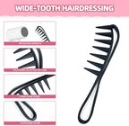 2 Pcs Wide Tooth Comb, Large Tooth Combs, Shark Teeth Hair Combs, Curl Comb, Durable Plastic Hair Combs for Curly Wet Wavy Thick Hair Wigs Barber Salon, Women Men