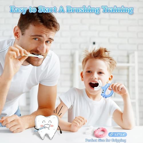 Toddler Toothbrush - U Shaped for Kids Ages 1-2, 2-4, Baby Toothbrush with Food Grade Soft Silicone, 360° Whole Mouth Cleaning Design, 2 PCS