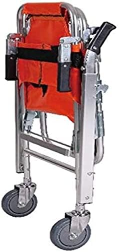 EMS Aluminum Alloy Ladder Chair - Lightweight Folding Ambulance Medical Lift Ladder Emergency Evacuation Chair with Quick Release Buckles,Orange