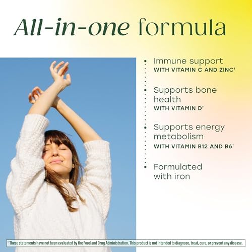 MegaFood Womens Multivitamin One Daily - Multivitamin for Women - Vitamin C, Vitamin D, Iron & B Vitamins - Bone, Energy Metabolism & Immune Support - Vegetarian, GlutenFree - 90 Tablets, 90 Servings