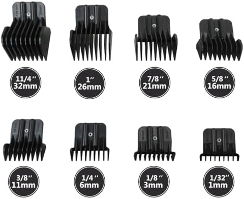 2024 Upgraded 8 Pack Trimmer Guards Set for BaBy-liss-PRO Barber-ology FX787 & FX726 Trimmer, Replacement Guards with Metal Spring Clip