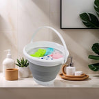 SAMMART 5.5L (1.4 Gallon) Set of 2 Collapsible Plastic Bucket - Foldable Round Tub - Portable Fishing Water Pail - Space Saving Outdoor Waterpot. (White/Grey)