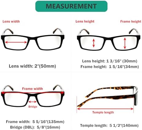 Eyekepper Spring Hinge 5-pack Retro Style Reading Glasses Black Frame Tortoise Arm