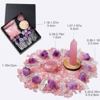 Sanfly Pink Crystal Healing Set - Rose Hexagonal Column with Crushed Stone Heart, Natural Stone Gift Box for Energy Home Decor