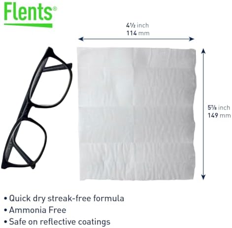 Flents Lens Wipes, Wipe 'N Clear Basic, 400 Count, Pre-Moistened, Streak-Free, Safe for Glasses, Sunglasses, Gentle Cleaning, Clear Vision, Streak-Free, Individually Wrapped for Travel & Convenience