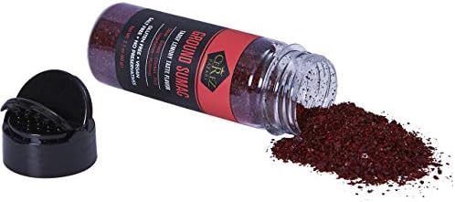 Cerez Pazari Sumac Spice Powder, Turkish Sumac Seasoning, Middle Eastern And Mediterranean Spices, Tangy Lemony Taste Flavor, Gluten-Free, Easy To Use Flapper Spice Cap, 2.1 oz.