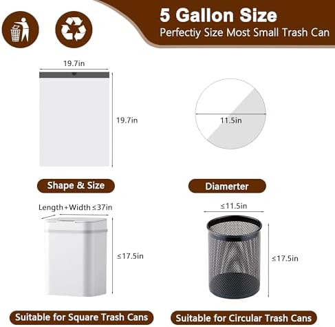 5 Gallon Trash Bags Drawstring, 360 Count 1.2 Mil Thick Garbage Bags by WOWSOLID, Fit Liners 15-20 Liter, 4.5-5.5 Gal, Trash Can Bin for Bathroom, Kitchen, Bedroom, Office