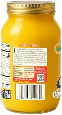 Rani Ghee Pure & Natural from Grass Fed Cows (Clarified Butter) 32oz(2lbs) 908g ~ Glass Jar | Paleo Friendly | Keto Friendly | Gluten Free | Kosher | Product of USA
