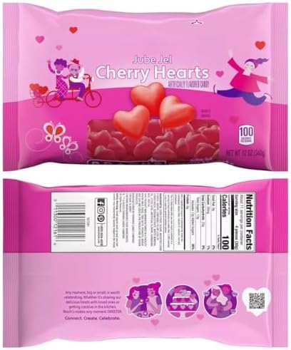 Jub Jel Cherry Hearts & Cinnamon Jelly Hearts Valentine’s Day Candy 48oz Total | Sweet & Spicy Gummy Heart Candy for Valentine Exchanges, Parties & Gifts
