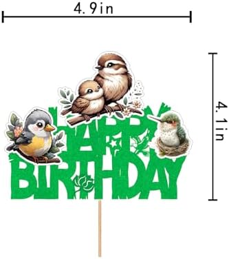 Bird Flower Happy Birthday Cake Topper Tropical Bird Parrot Decorations Boy girl Birthday Birds Themed Baby Shower Supplies
