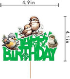 Bird Flower Happy Birthday Cake Topper Tropical Bird Parrot Decorations Boy girl Birthday Birds Themed Baby Shower Supplies
