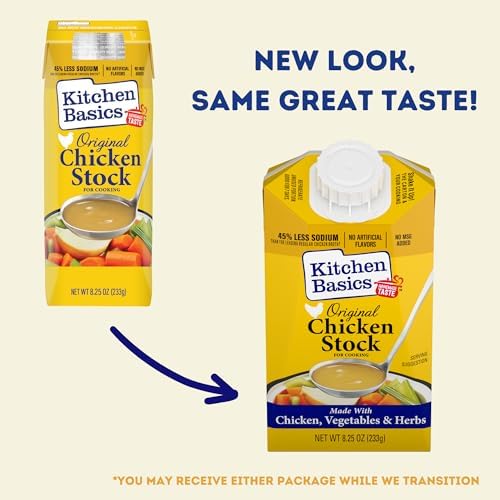 Kitchen Basics Original Chicken Stock, 8.25 oz Carton (Pack of 12) Pantry Staple for Homemade Recipes, Perfect for Gravy or Side Dishes