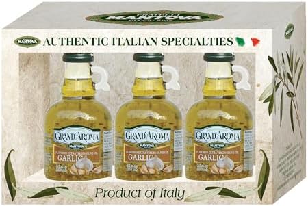 Grand'aroma Garlic Extra Virgin Olive Oil, 8.5-Ounce Bottles (Pack of 3)
