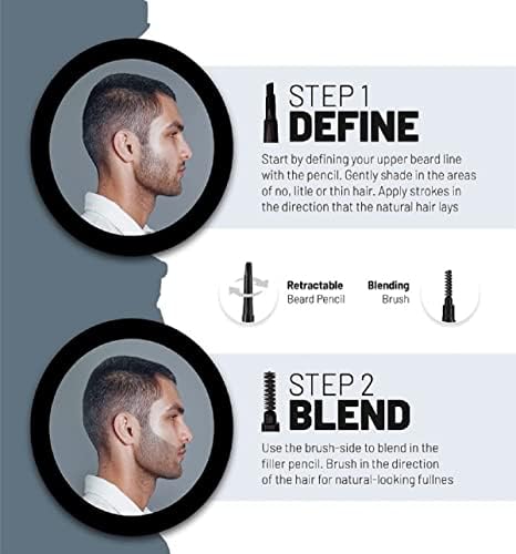 VOID Homme Black Beard Filler Pen Kit - Fuller, Natural-Looking Beard with Waterproof Pencil, Liner, and Marker