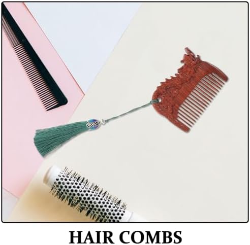 ABOOFAN Wooden Hair Comb, Green Sandalwood Zodiac Design, Portable Anti-static Comb for Scalp Care and Travel Grooming