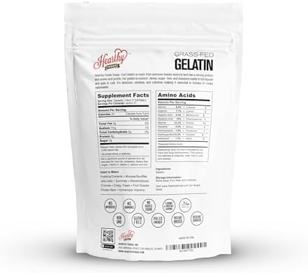 Hearthy Foods Beef Gelatin Powder Unflavored Gelatin Powder for Women and Men | Keto and Paleo Friendly Pure Protein Type 1 & 3, Grass-Fed Halal Certified, Non-GMO, Kosher Gelatin | 16 oz. 454g