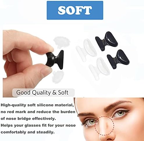 Air Bag Nosepads,Butterfly Shape,Adhesive Eyeglass Nose Pads Anti-Slip Nose Pads Comfortable Air Chamber Nose Pads for Eyeglasses Sunglasses Spectacles,10 Pairs,Transparent,1.8mm