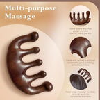 2 Pack Wooden Wide Tooth Hair Comb and Head Massage Tool - Handmade 100% Natural Green Sandalwood Meridian Scalp Massager