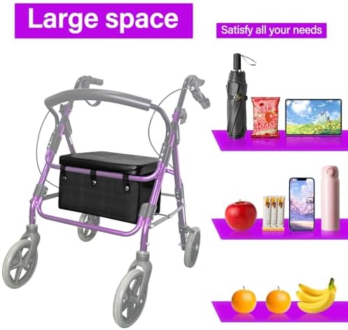 Large Under Seat Rollator Bag,Rollator Walker Basket,Under Seat Bag Or Tote for Four Wheel Rollator,Reusable Basket Carry Insert for Women Men Seniors,Walker Underseat Basket