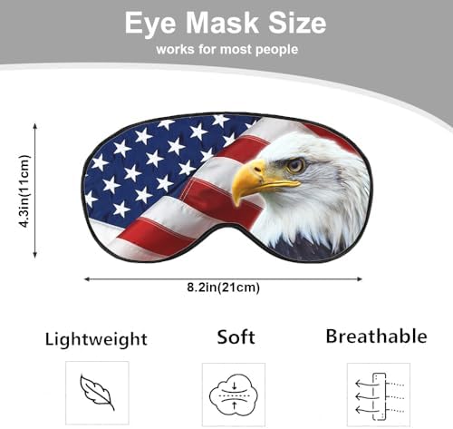 Bald Eagle Eye Mask Sleeping Mask American Flags Striped Stars Sleep Masks Silky Soft Eye Cover for Women Men Shading Blindfold for Air Travel Sleeping