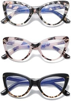Oversized Cat Eye Reading Glasses for Women Fashion Cute Blue Light Blocking Computer Readers(3 Mixed Color,2.50)