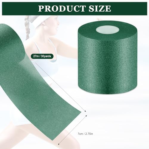 Nuanchu 30 Yards Pre-wrap Athletic Tape Pre Wrap Athletic Foam Underwrap Tape Foam Underwrap Bandage for Hair Soccer Sports Wrists Elbows Knees Ankles 2.76 Inches(Dark Green)