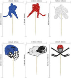 24Pcs Hockey Cupcake Toppers Multi Glitter Hockey Players Cake Toppers Ice Hockey Cake Decorations for Sports Theme Baby Shower Kids Boys Girls Birthday Party Supplies