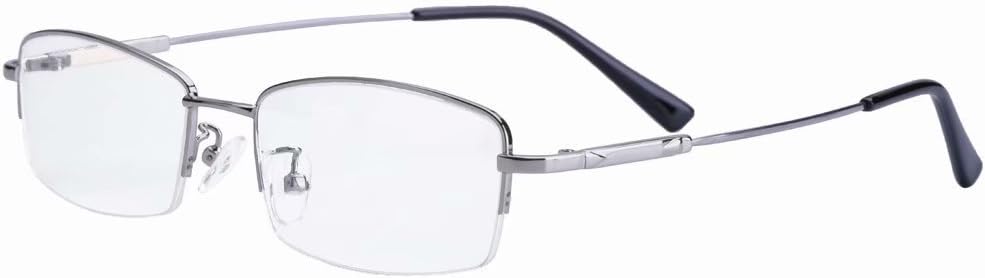 HUIHUIKK Half Rim Bifocal Reading Glasses Silver Frame Readers Eyewear
