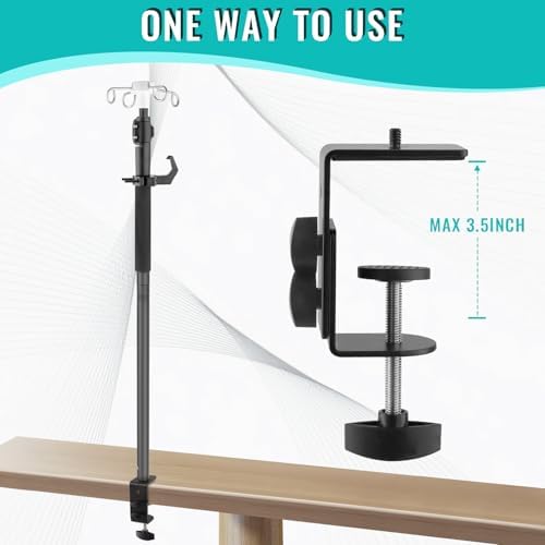 Table IV Poles,32 to 56In Telescopic Desktop IV Stand with 4 IV Bag Holder Portable Frosted Pipe Extension Pole IV Influsion Pole with Storage Hook for Home Hospital Clinic (Black)
