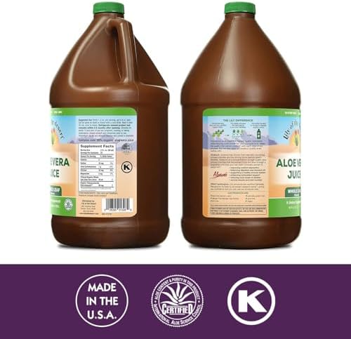 Lily Of The Desert Aloe Vera Juice - Whole Leaf Filtered Aloe Vera Drink, Non-GMO Aloe Juice with Natural Digestive Enzymes for Gut Health, Stomach Relief, Wellness, Glowing Skin, 64 Fl Oz