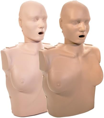 PRESTAN Professional Adult Female Manikin with CPR Feedback, 4-Pack (2 Medium and 2 Dark Manikins); Includes 50 Adult Face-Shield/Lung-Bags, Carry Bag and Instructions