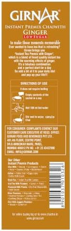 Girnar Instant Chai (Tea) Premix With Ginger Unsweetened, 10 Sachet Pack