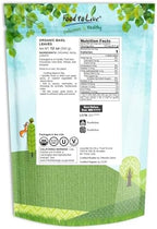 Food to Live - Organic Basil Leaves, 12 Ounces – Dried & Cut. Great for Pizzas, Pesto, Soups, Sauces, Salads and Herbal Tea. Non-GMO. Kosher. Bulk