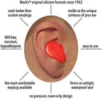 Mack's Soft Moldable Silicone Putty Ear Plugs - Kids Size, 6 Pair - Comfortable Small Earplugs for Swimming, Bathing, Travel, Loud Events and Flying | Made in USA