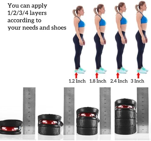 Height Increase Insoles 4 Layers, 1.2 to 3 Inches, Universal Non-Slip Air Up Shoe Lifts Half Shoe Inserts, Variable Height Increasing Taller Shoes with Air Cushion for Women and Men, 1 Pair