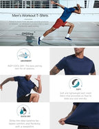 OYGSieg 5 Pack Workout Shirts for Men Short Sleeve Athletic Active Tops Quick Dry Crew Neck T Shirt for Running
