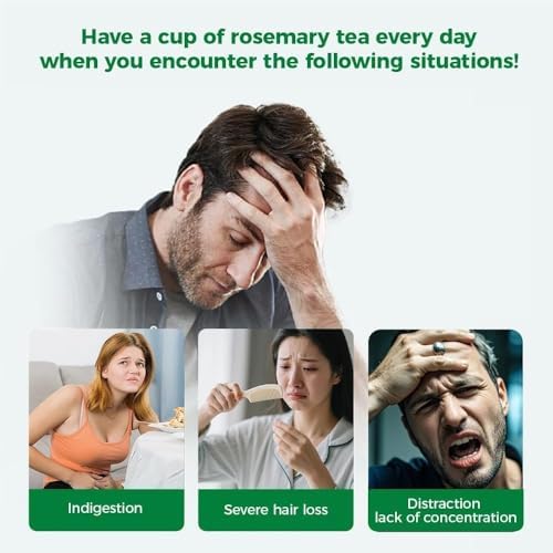 WOTIHA 60 Count Premium Rosemary Leaf Tea Bags - 100% Pure Natural Rosemary Leaves, Stimulating, Antioxidants & Minerals, Caffeine-Free, No Additives.