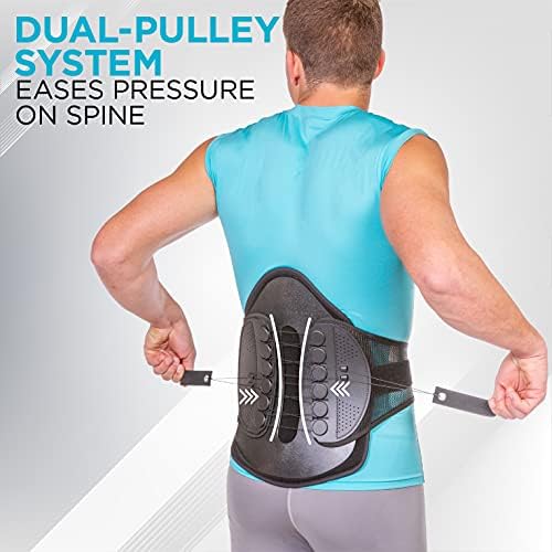 BraceAbility Lumbar Decompression Back Brace - Adjustable Semi-Rigid Lumbosacral Corset Belt for Discectomy, Laminectomy, Disc Injury, Back Muscle Spasms, Pre and Post Spine Surgery Protection (Large)