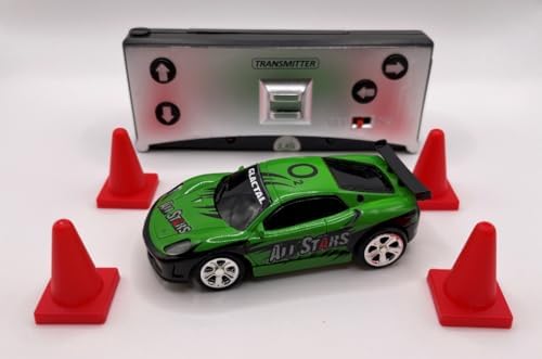 Mini RC 1:58 Scale Small Pocket Portable Micro Racing Car Can Miniature Coke Can Upgraded 2.4G Wireless Radio Remote Control for Multi-Users (Qty. 1 = 1 Can) (Green)