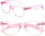 2 Pairs Transparent Neon Color Deluxe Reading Glasses - Comfortable Stylish Simple Readers Magnification