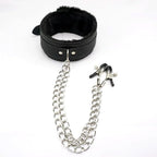 Metal Clip Stainless Steel Non Piercing Nipple Clips Rings with Choker Chain Restraint Body Piercing Sex Toys for Couples Women Men Black Neck Collar & Nipple Clamps Sweater CBY-3Q
