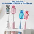 Frekare Toothbrush Covers Caps, Clip-On Toothbrush Protector for Household Travel, Brush Head Pod Case Fits Most Manual and Electric Toothbrushes, 6 Count (Transparent without Glitter)