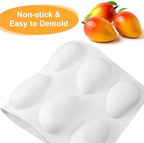 JJUNW Mango Silicone Mold for Baking Mousse Cake, Mango Shape Cake Mold with 10 Cavities Non-Stick Silicone Cake Decoration Mold for Baking Pastry Chocolate Cake Dessert DIY(11.6x6.7x0.7 In)